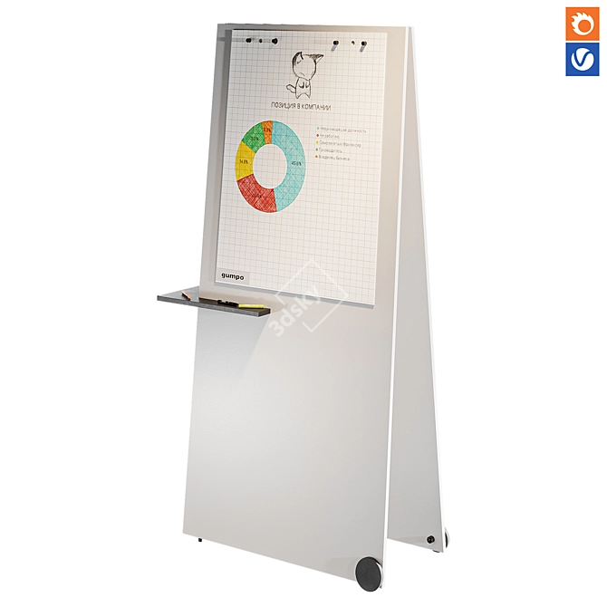 Customizable gumpo Flipchart Stand 3D model image 1