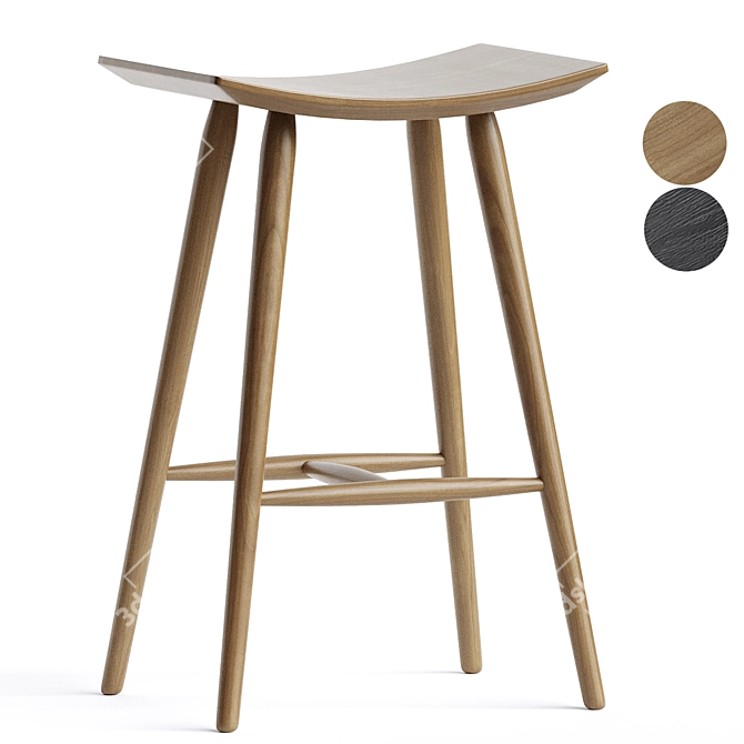 Sleek Ash Wood Barstool Classic 3D model image 1