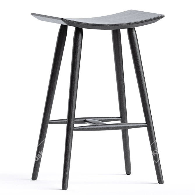 Sleek Ash Wood Barstool Classic 3D model image 2