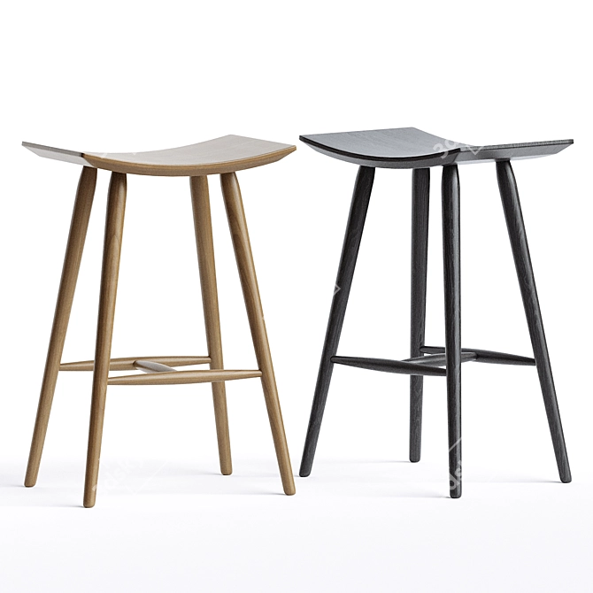 Sleek Ash Wood Barstool Classic 3D model image 3