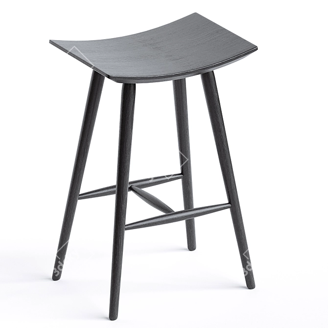 Sleek Ash Wood Barstool Classic 3D model image 5