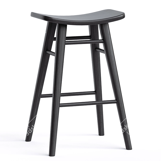 Rustic Oliver Timber Barstool 3D model image 2