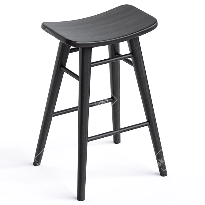 Rustic Oliver Timber Barstool 3D model image 5