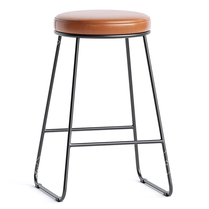 Elegant Faux Leather Barstool - 65cm 3D model image 1