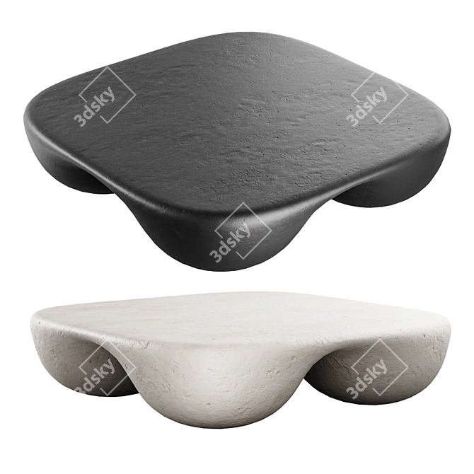 Modern Black White Quad Coffee Table 3D model image 1