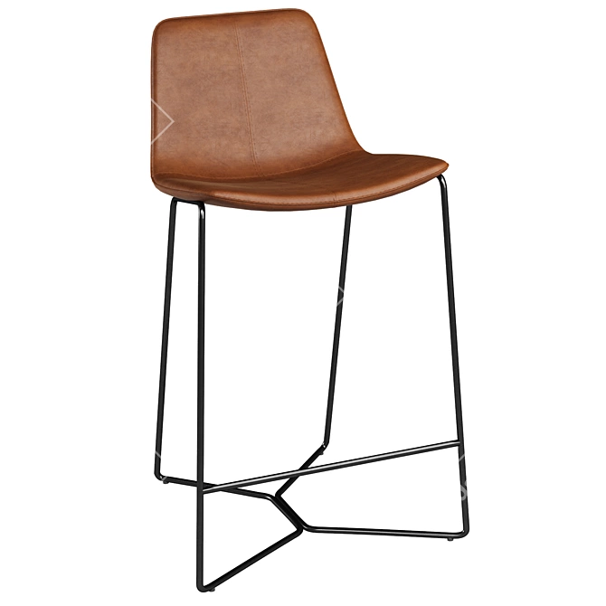 Modern Leather Bar Stool Set 3D model image 3