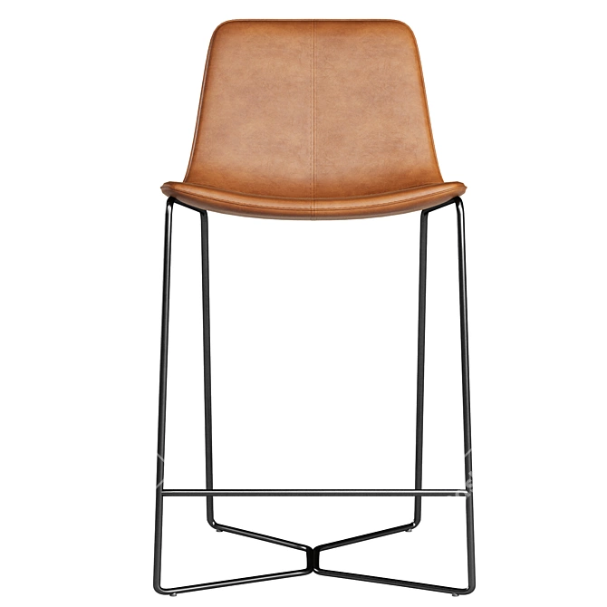 Modern Leather Bar Stool Set 3D model image 4