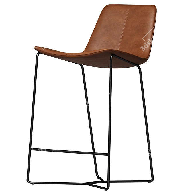 Modern Leather Bar Stool Set 3D model image 5