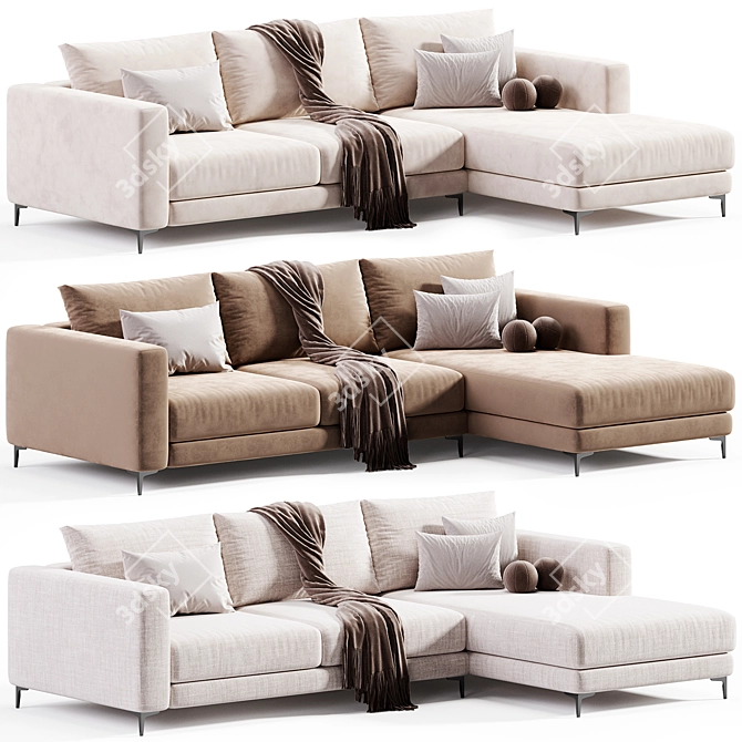 Modern Folding Sofa for Comfort 3D model image 1