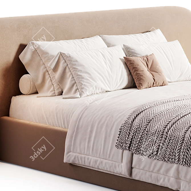 Elegant Queen Bed Frame Design 3D model image 4