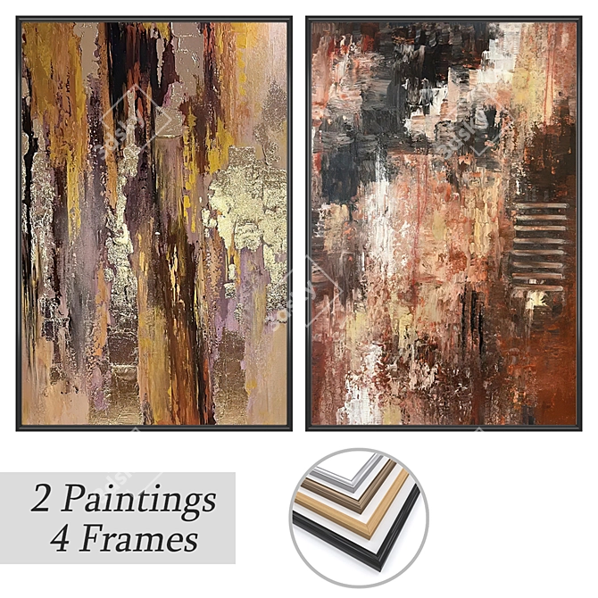 Gallery Art Set with Frames 3D model image 1