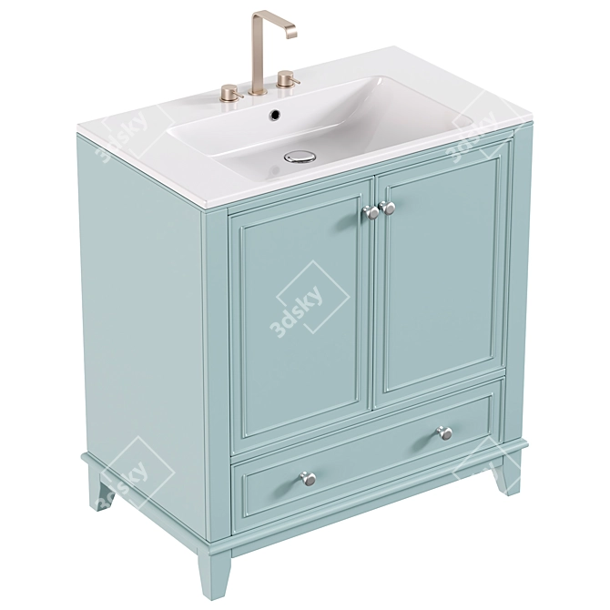 30" Ceramic Sink Top Vanity 3D model image 2