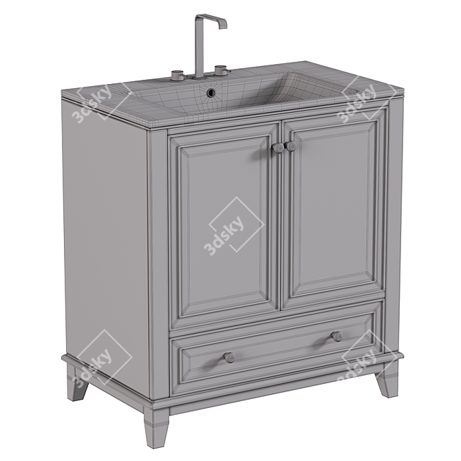 30" Ceramic Sink Top Vanity 3D model image 4