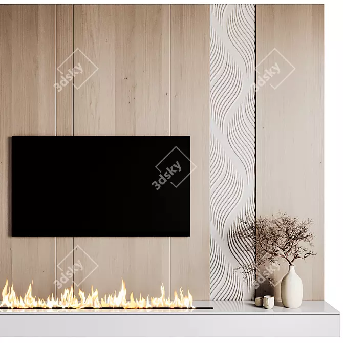 Modern TV Wall 06 Design 3D model image 2