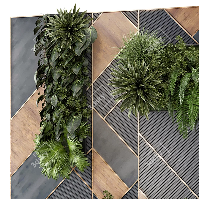 Concrete Base Vertical Garden Set 3D model image 3