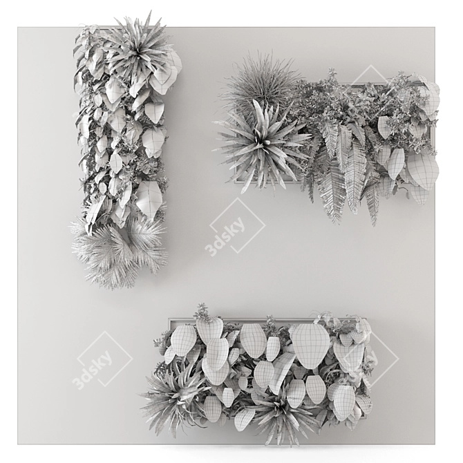 Concrete Base Vertical Garden Set 3D model image 4