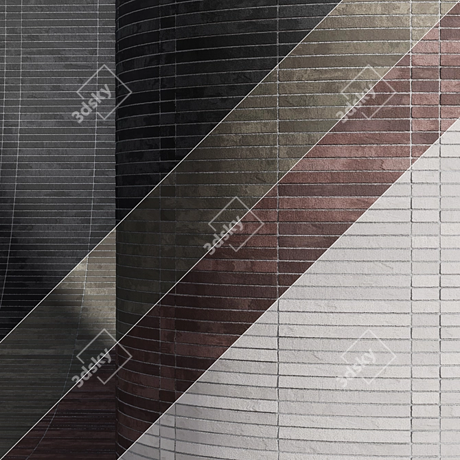 Sleek Long Brick Cladding 3D model image 2