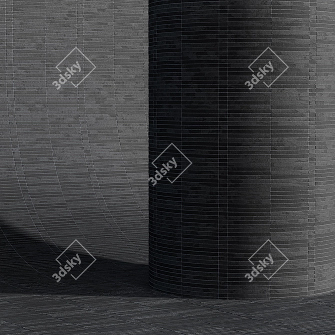 Sleek Long Brick Cladding 3D model image 4