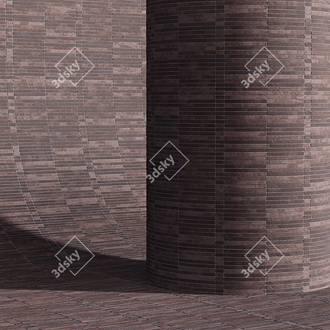 Sleek Long Brick Cladding 3D model image 5