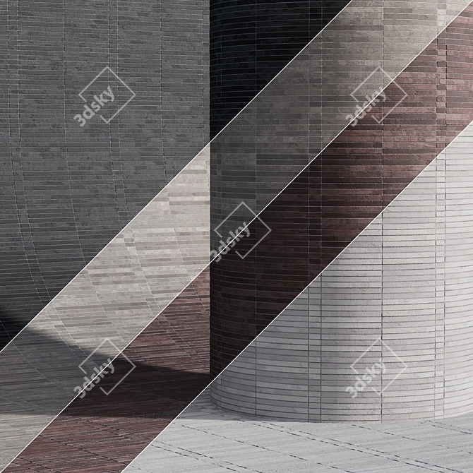 Sleek Long Brick Cladding 3D model image 8