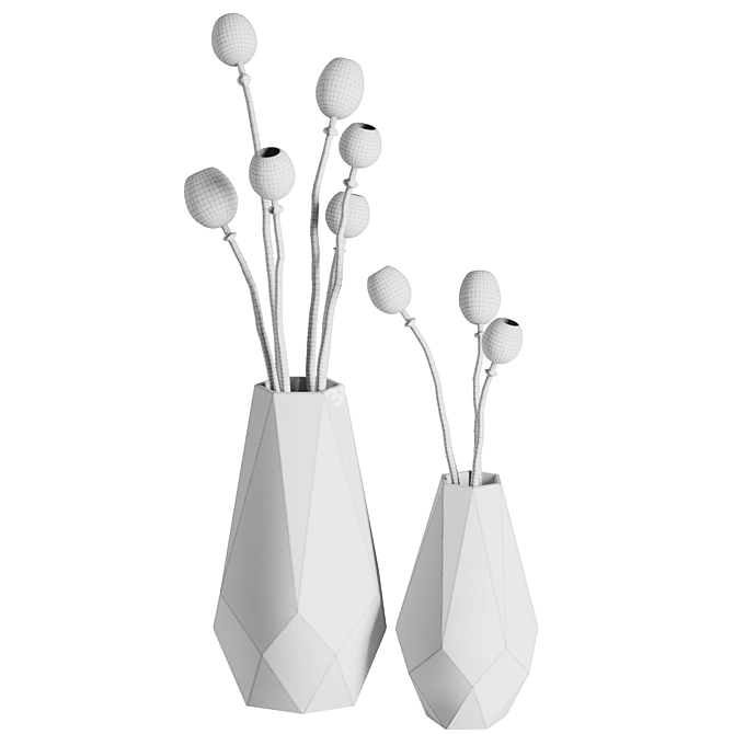 Elegant Bouquet Vase Set48 3D model image 4