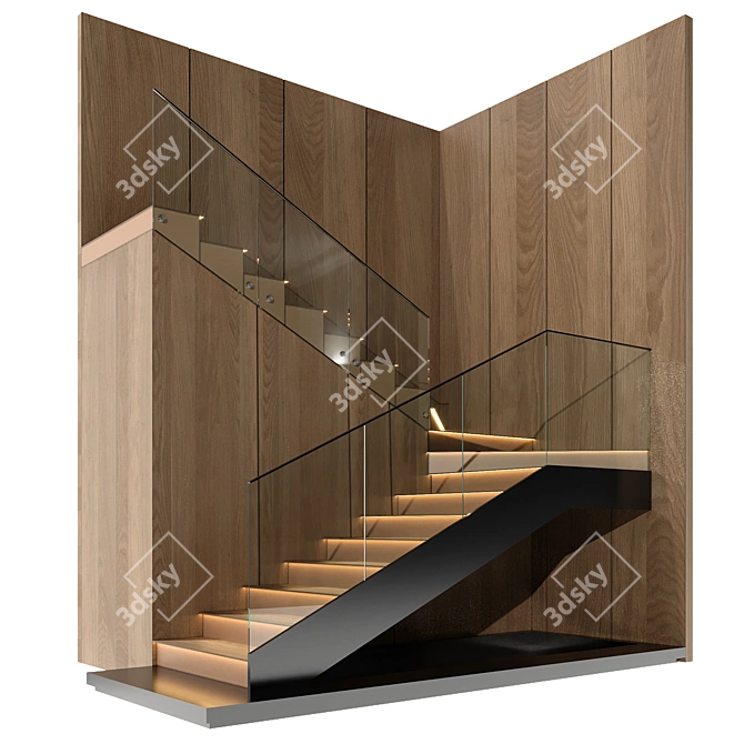 320cm Modern Stairway Design 3D model image 1