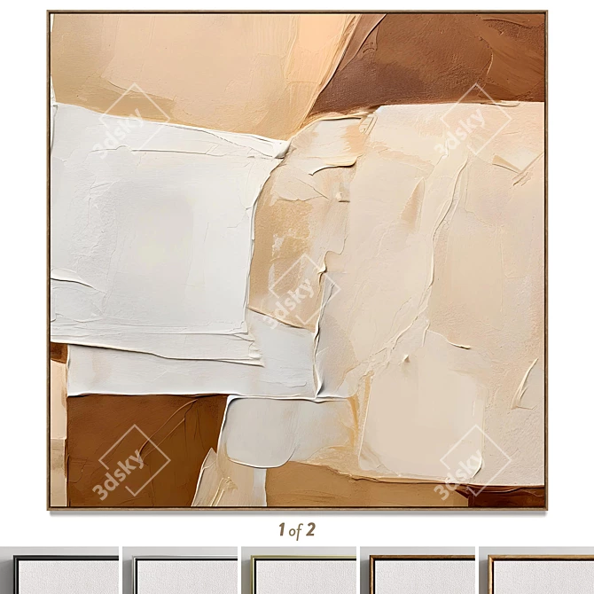  Plaster Square Photo Frames Set 3D model image 1