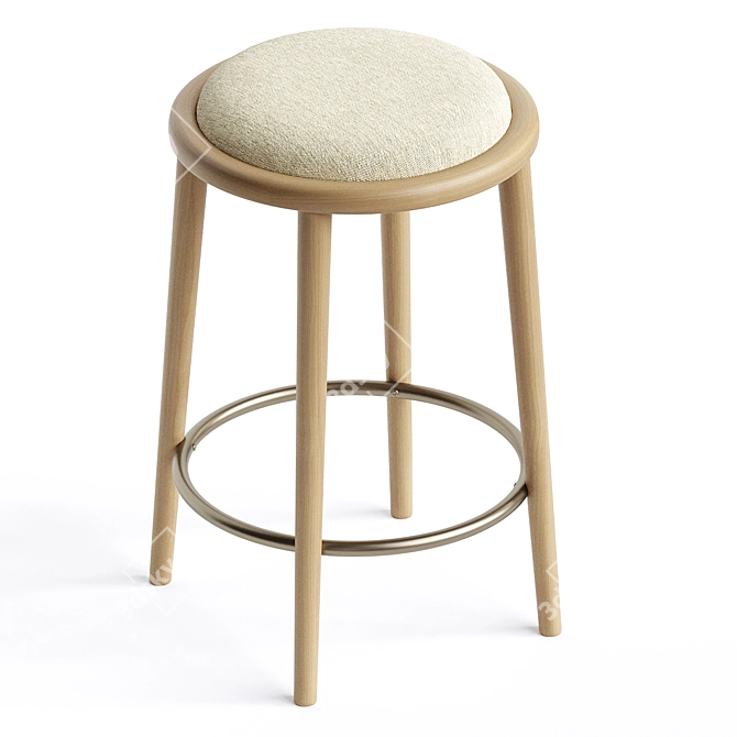 Luxury Oak Boucle Bar Stool 3D model image 2