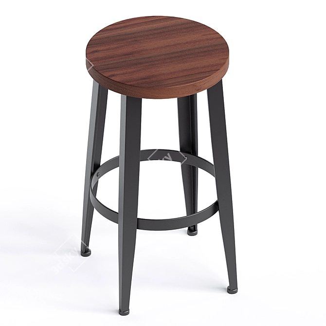 Modern Metal-Base Counter Stool 3D model image 2