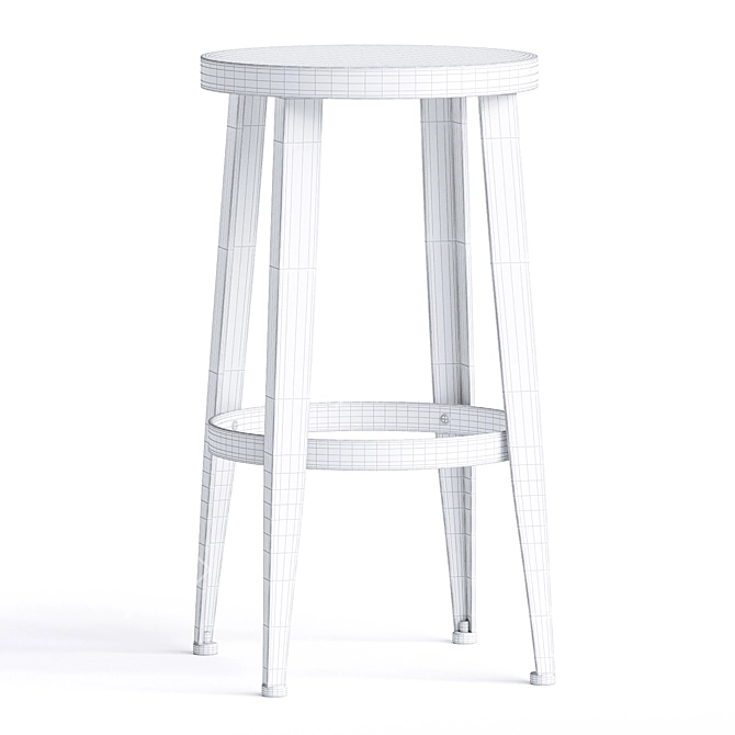 Modern Metal-Base Counter Stool 3D model image 3