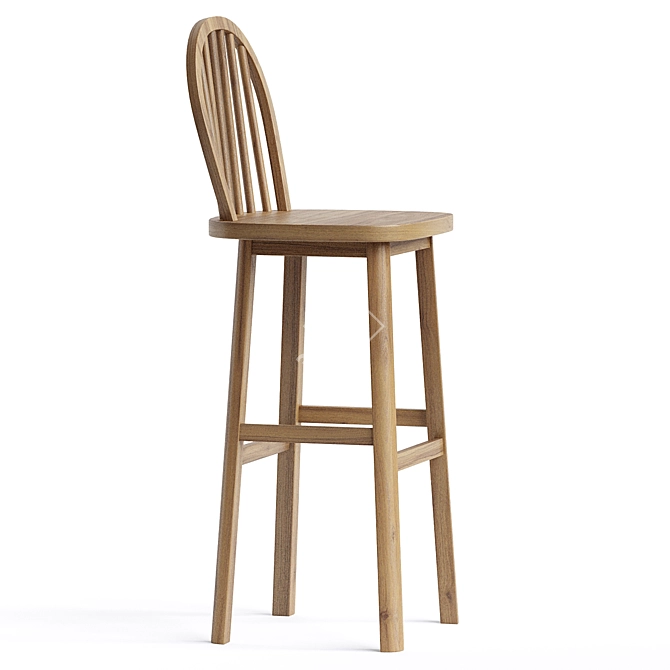 Elegant Wood Counter Stool 3D model image 2