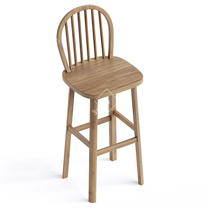 Elegant Wood Counter Stool 3D model image 4