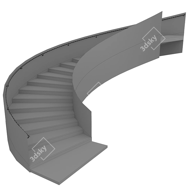 Minimalist Spiral Staircase 400cm 3D model image 5