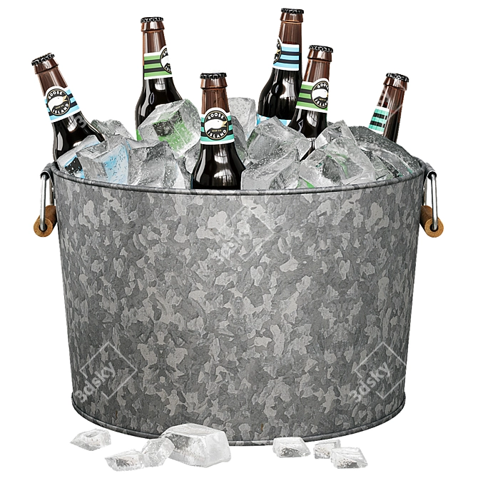 Galvanized Beverage Tub 3D model image 1