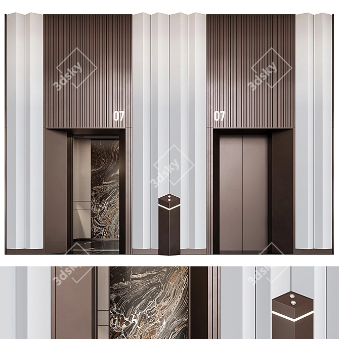 Modern Elevator Lobby Design 13 3D model image 1