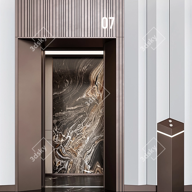 Modern Elevator Lobby Design 13 3D model image 2