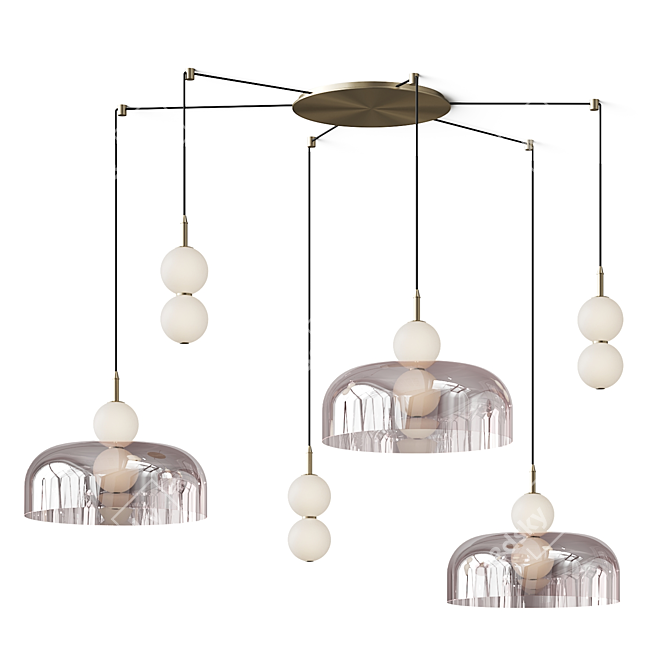 Modern Echo Glass Pendant Chandelier 3D model image 1