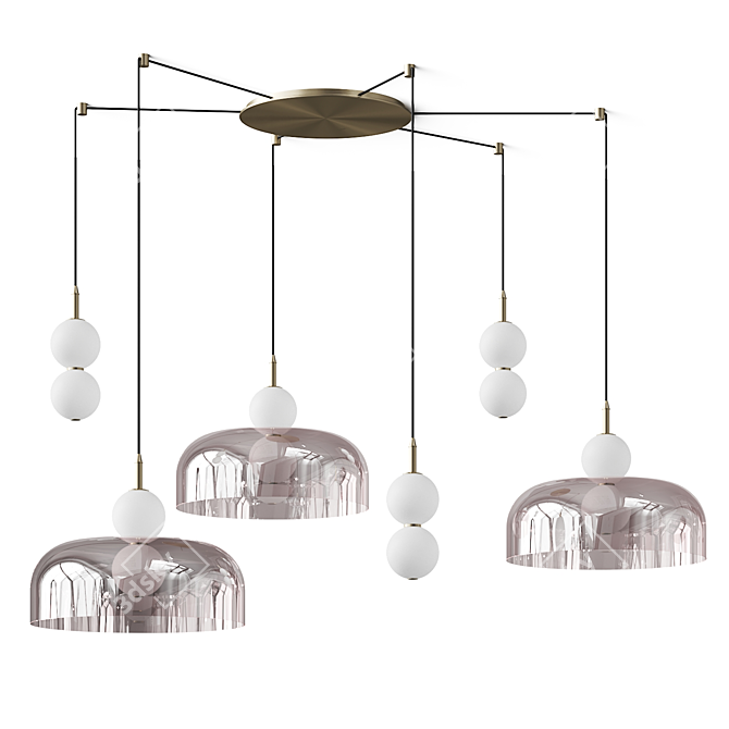 Modern Echo Glass Pendant Chandelier 3D model image 2