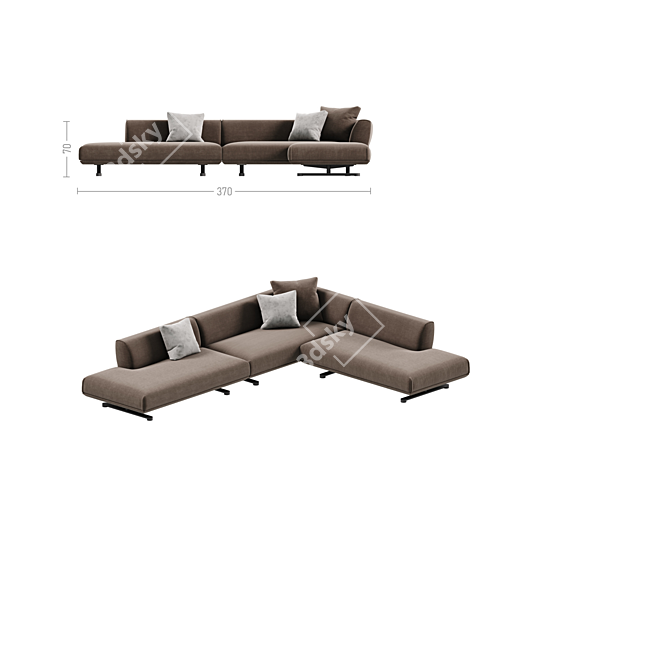 Elegant Modular Sofa Set TAKT 3D model image 5