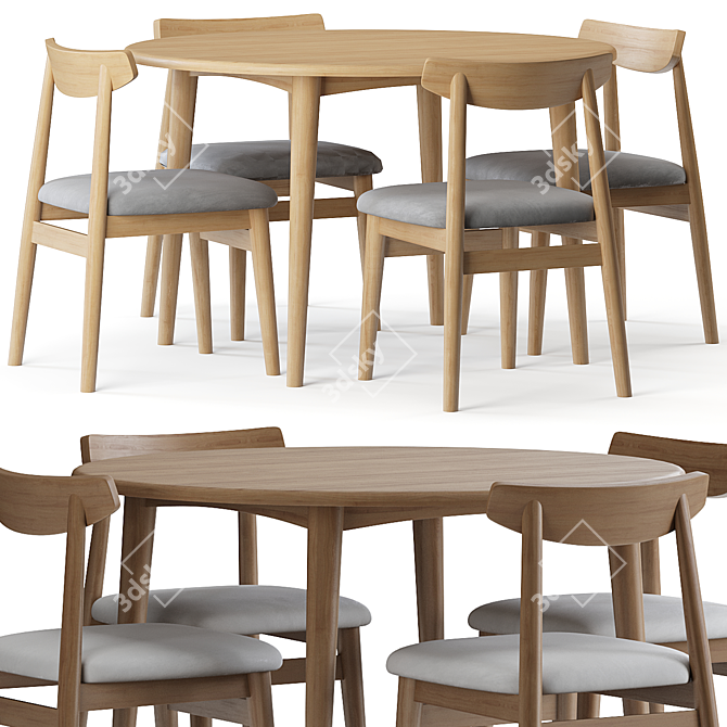 Nordic Modern Dining Set 2014 3D model image 1