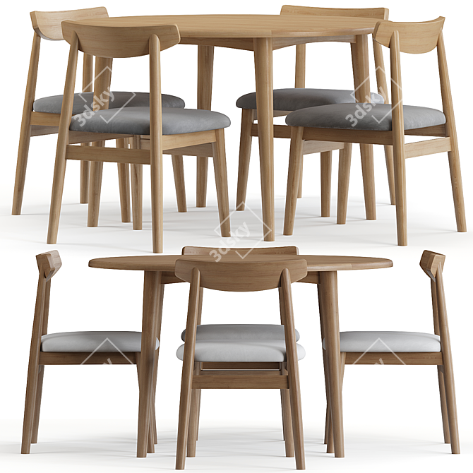 Nordic Modern Dining Set 2014 3D model image 2