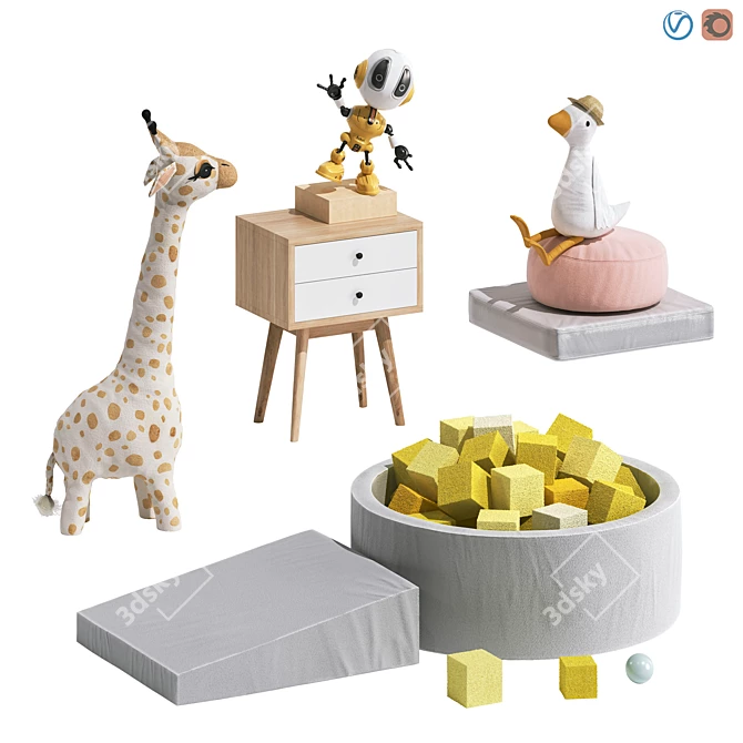 Giraffe Soft Toy and Kids Room Decor 3D model image 1