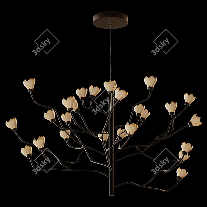 Elegant MOKUREN Pendant Light 3D model image 3