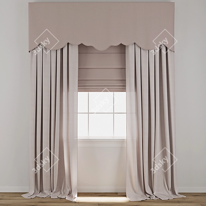 Modern Curtain Model with Textures 3D model image 1