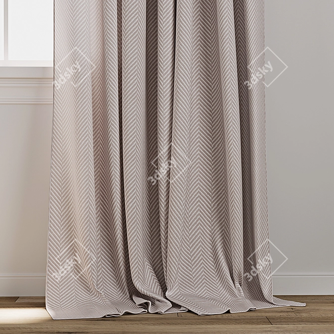 Modern Curtain Model with Textures 3D model image 2