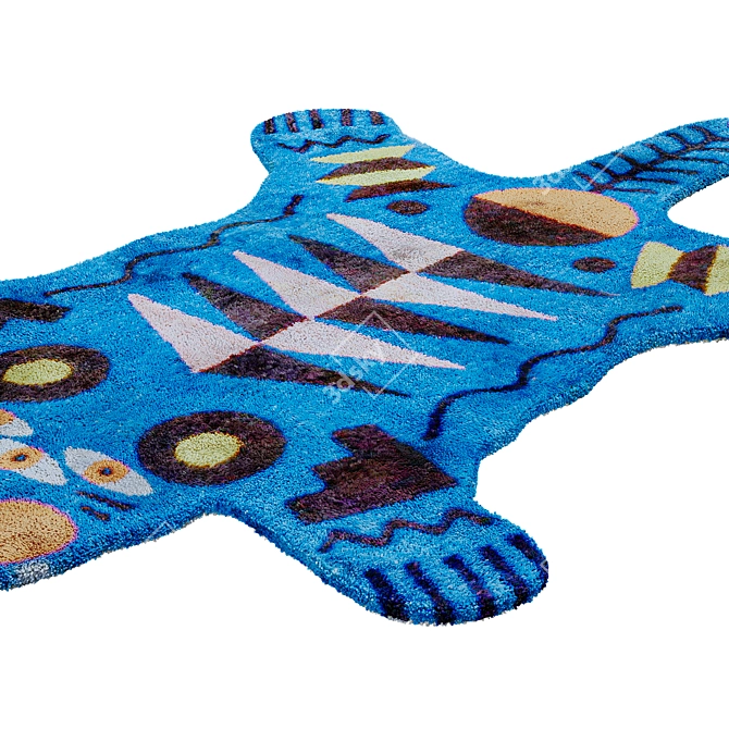 Blue Panther Area Rug 3D model image 2