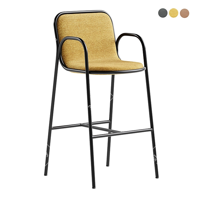 Modern Multimaterial Barstool with Corona Render 3D model image 1