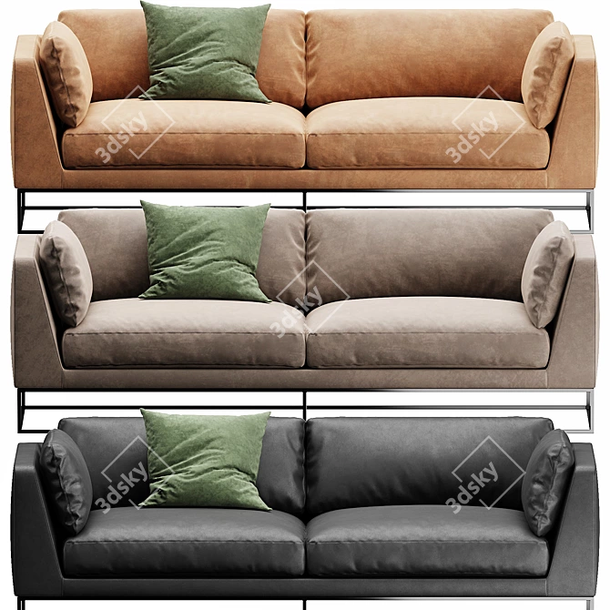 Delancey Leather Sofa - 88 3D model image 3