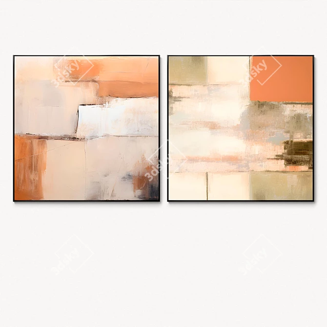 Plaster Square Photo Frames Set 3D model image 4