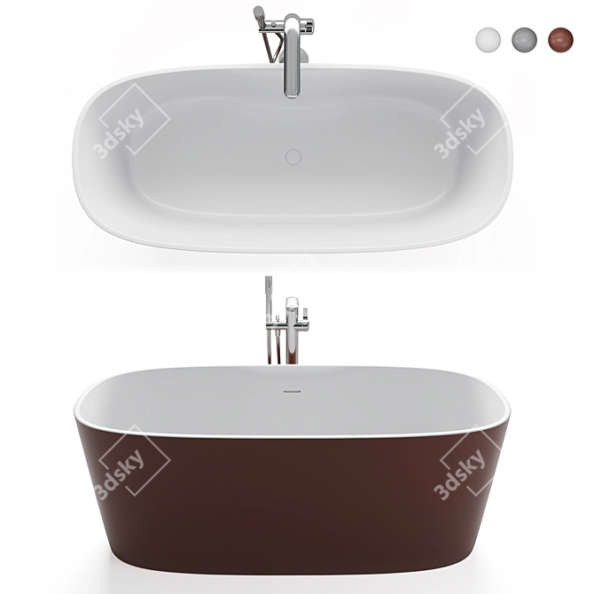 Elegant Disenia Oval Freestanding Bathtub 3D model image 1